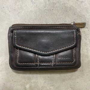 Fossil mini small wallet leather vintage Y2K brown READ
